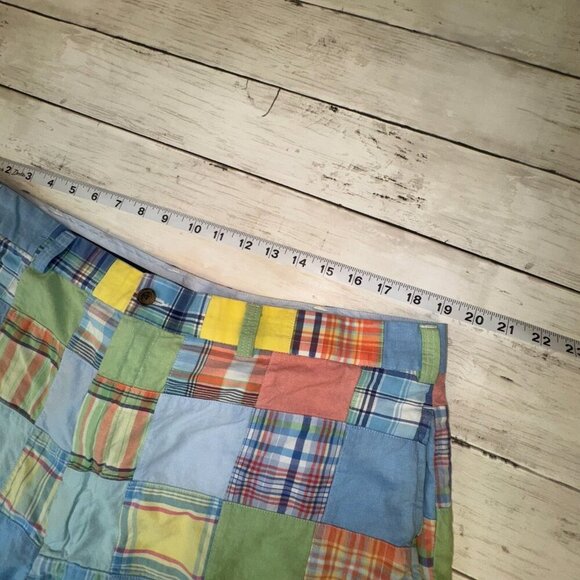 Brooks Brothers Shorts Sz 40 Patchwork Madras Plaid Preppy Colorful 9" Beachy - Picture 2 of 8